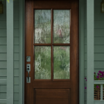 Lite Modern Farmhouse Textured and Stained Fiberglass Door Flemish Glass