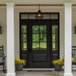 Lite Modern Farmhouse Fiberglass Door with transom and sidelites