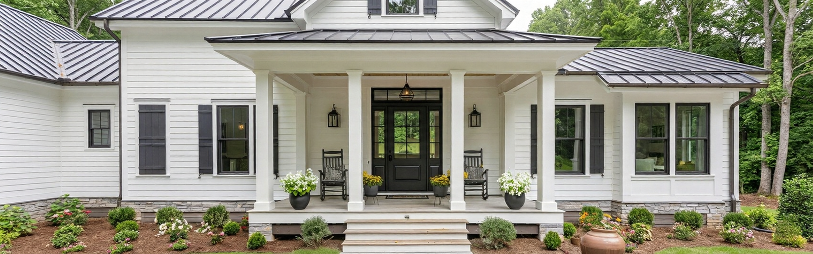 Home 5 Lite Modern Farmhouse Fiberglass Door with transom and sidelites