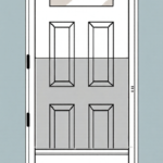 Combination Mobile Home Door with Smooth Fiberglass Camber Top Flush Glazed Glass