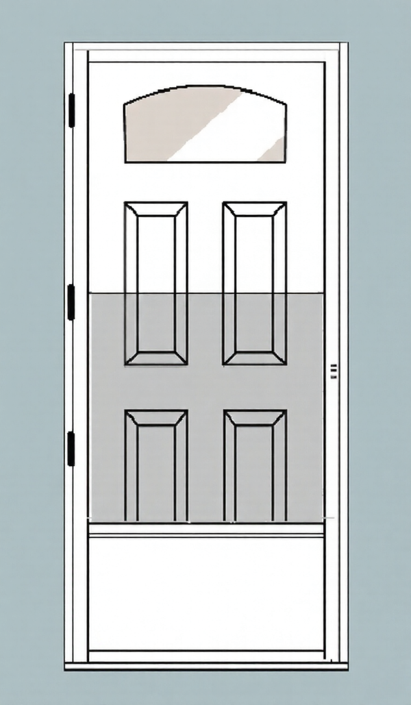Combination Mobile Home Door with Smooth Fiberglass Camber Top Flush Glazed Glass