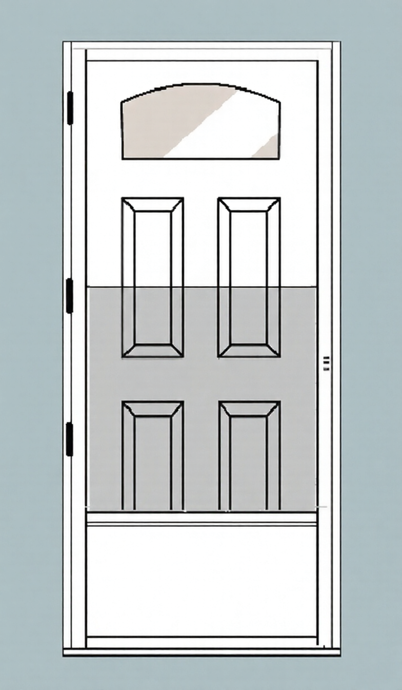 Combination Mobile Home Door with Smooth Fiberglass Camber Top Flush Glazed Glass